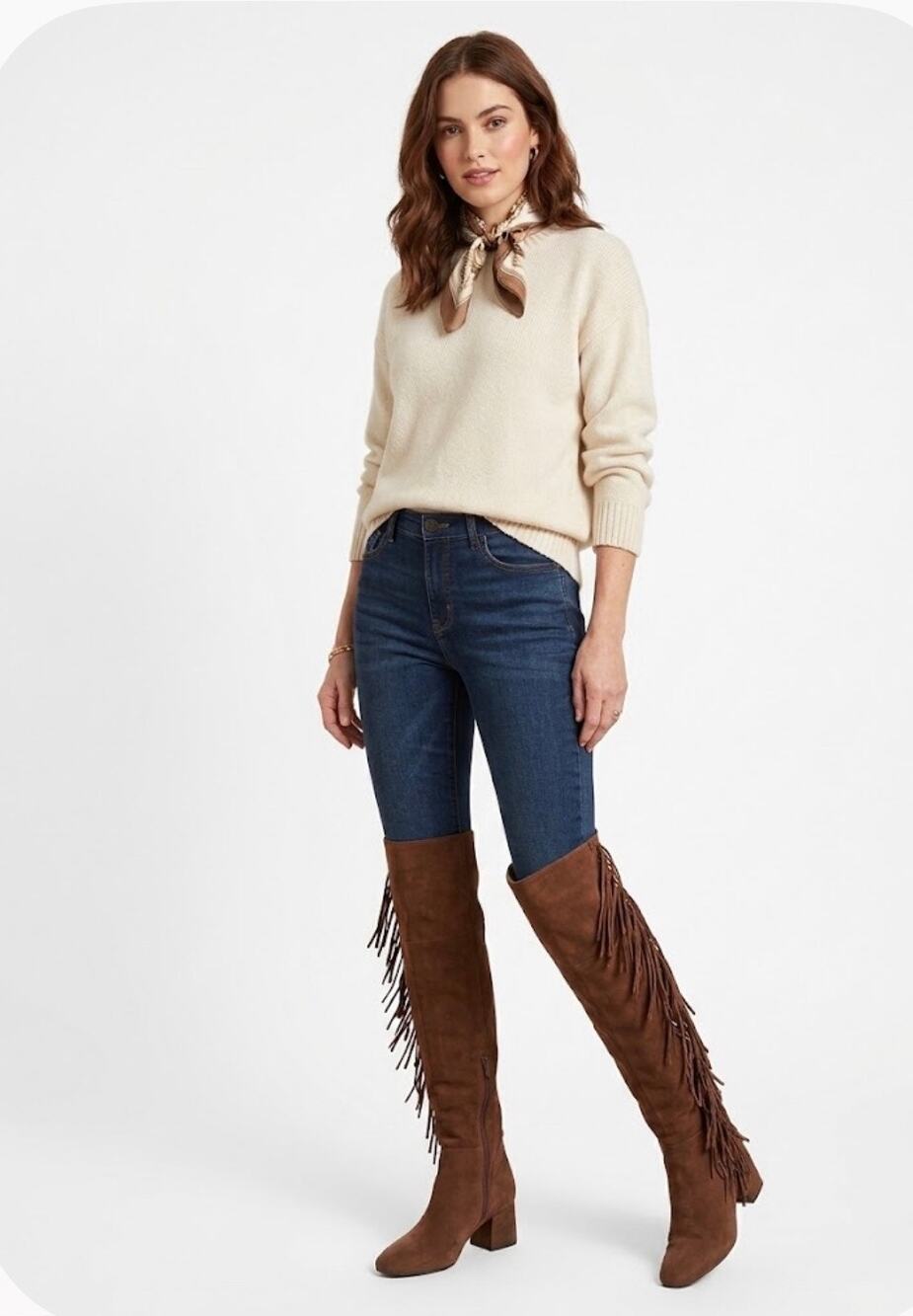Pierre Hardy Texas Thigh High Fringe Boots in Chocolate Suede 39